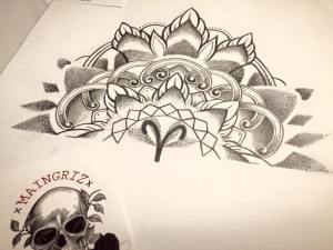 Original mandala dotwork tattoo for woman by Maingriz.com