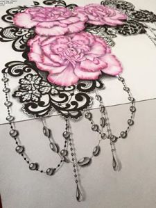 Sexy flowers tattoo with lace and pearls for woman by Maingriz.com
