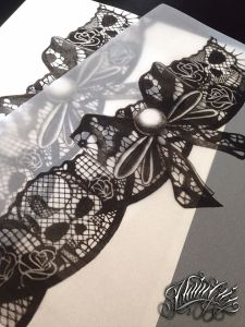 Lace garter skull tattoo for woman created by Maingriz.com