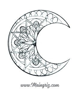 Mandala moon tattoo design for woman created by Maingriz.com