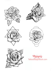 5 geometric roses tattoo design for woman created by Maingriz.com