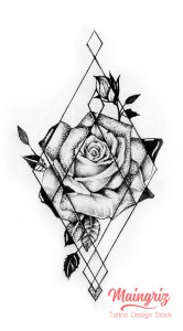 Geometric rose tattoo for woman created by Maingriz.com